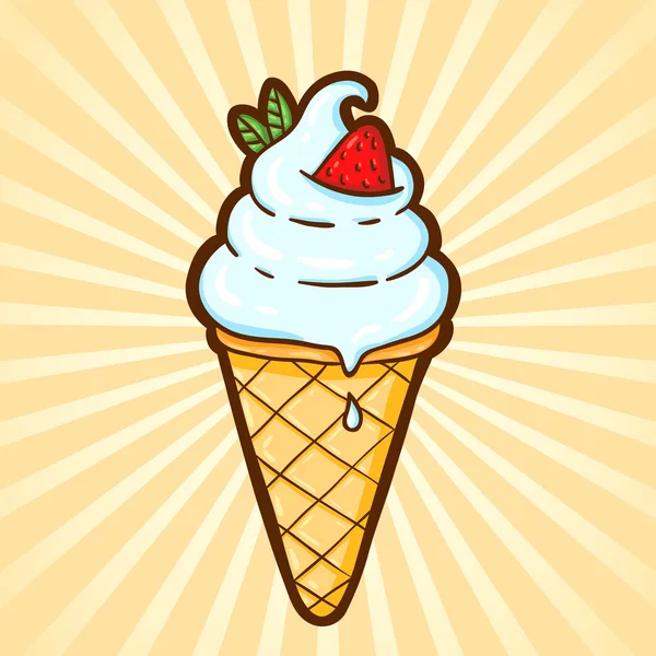 Helado. Comida rápida en estilo de dibujos animados. Objeto aislado, fácil de editar . — Vector de stock