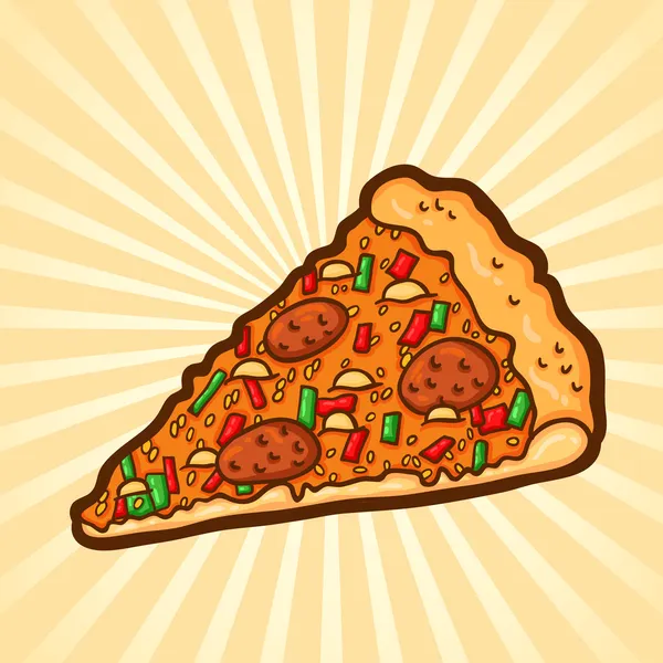 Pizza. Fast food karikatür tarzı. yalıtılmış nesne, kolay düzenlemek için.