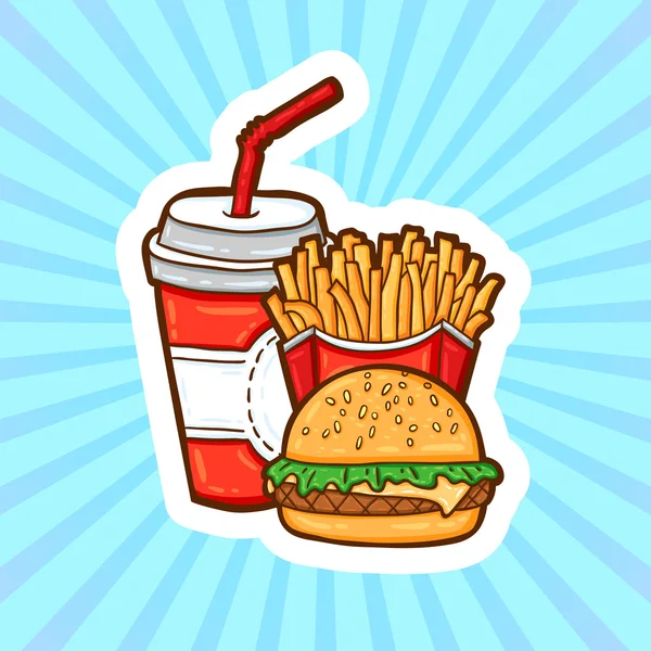 fast food karikatür tarzı güzellik arka plan üzerinde ayarlayın. izole nesneleri. poster şablonu.