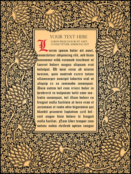 vektör çerçeve çiçek. Retro, vintage, Gotik tarzı.