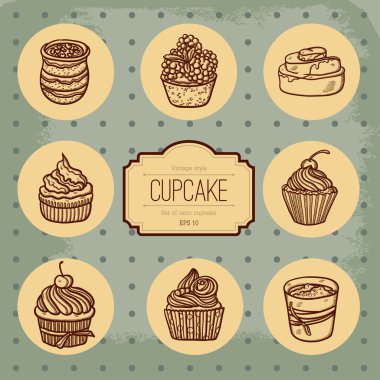 cupcake ve dantel arka plan.
