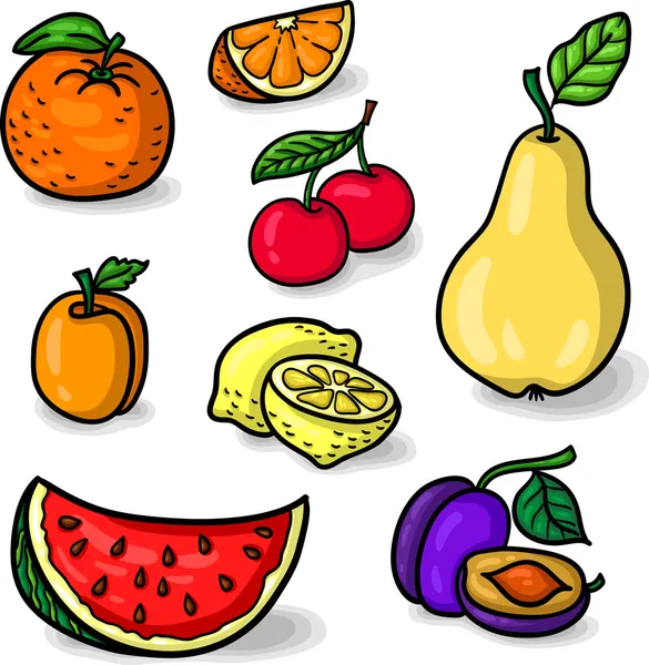 Un gran conjunto de frutas frescas . — Vector de stock