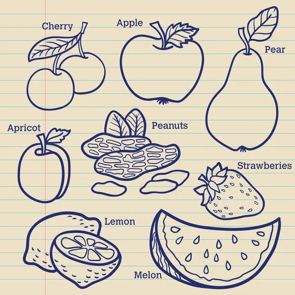 Conjunto de frutas. — Vector de stock