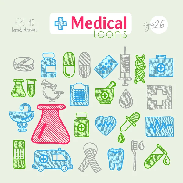 Uppsättning medicinska ikoner. — Stock vektor