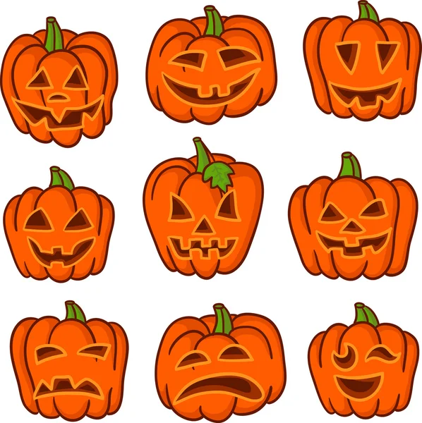 Conjunto de calabaza de Halloween. Conjunto de elementos de diseño de Halloween vectorial. Halloween. Ilustración vectorial . — Archivo Imágenes Vectoriales