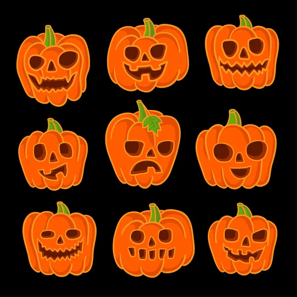 Conjunto de calabaza Halloween — Vector de stock