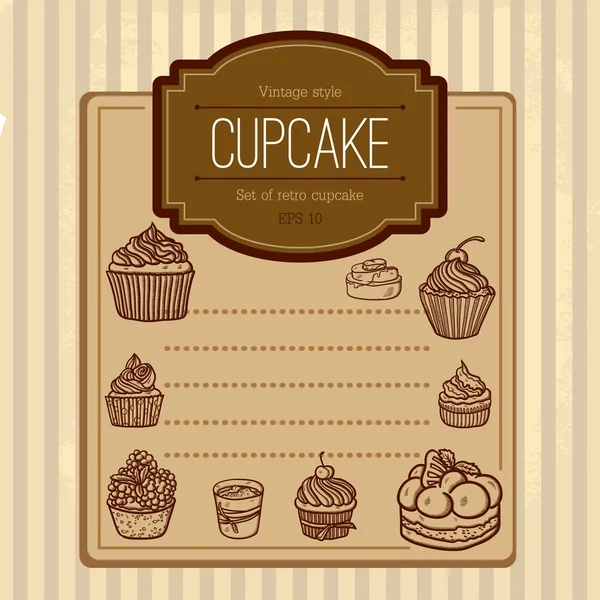 Achtergrond met cupcake en kant. — Stockvector