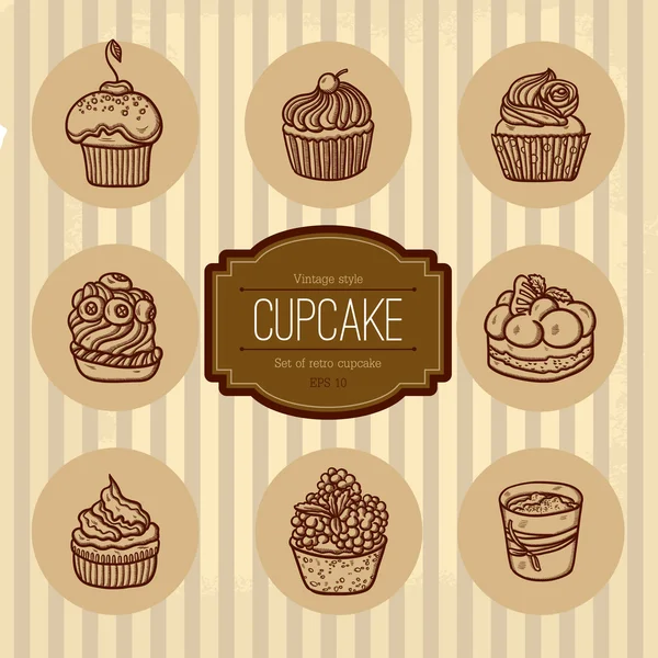 Fundo com cupcake e rendas . — Vetor de Stock