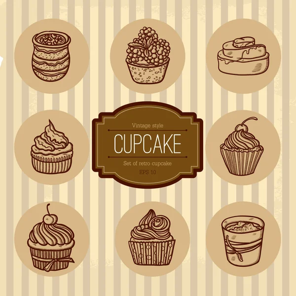 Background with cupcake and lace. — Stock Vector
