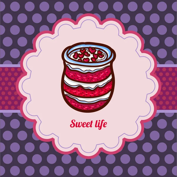 Vintage kaart met cupcake in cartoon stijl. — Stockvector