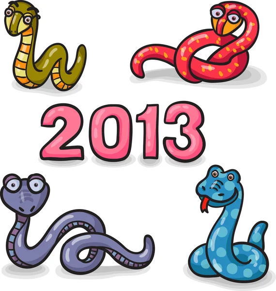 Zabawny nowy rok Sylwester kartkę z życzeniami z węża. — Stockvector
