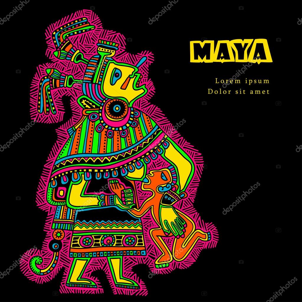 Flyuro image of the Maya. Maya designs. Maya design elements.
