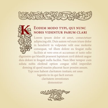 vektör masal sayfa. Retro, vintage, Gotik tarzı. çiçekler, vektör retro arka plan ile klasik şablon