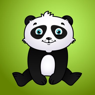 sevimli çizgi film yeşil zemin üzerine panda
