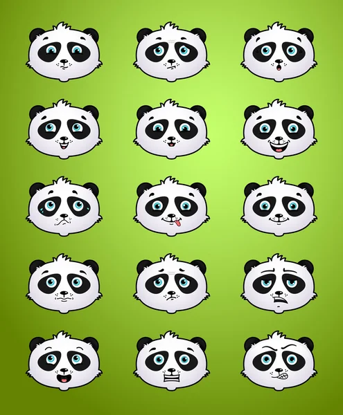 Bonito panda desenhos animados no fundo verde — Vetor de Stock