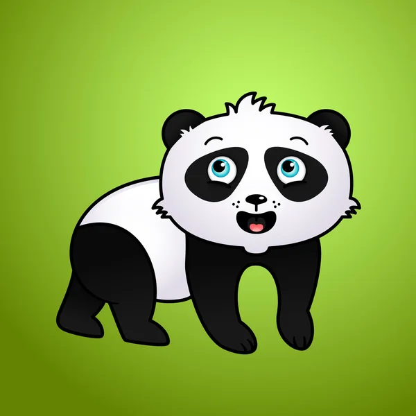 Cute cartoon panda on green background — Stock Vector