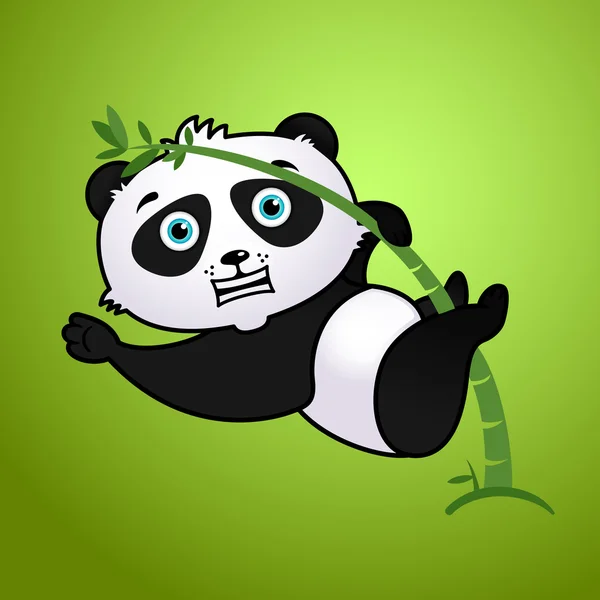 Lindo panda de dibujos animados sobre fondo verde — Vector de stock