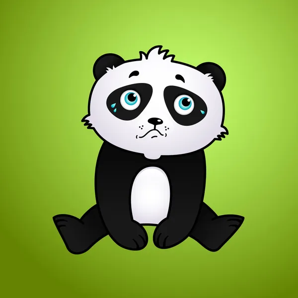 Bonito panda desenhos animados no fundo verde — Vetor de Stock