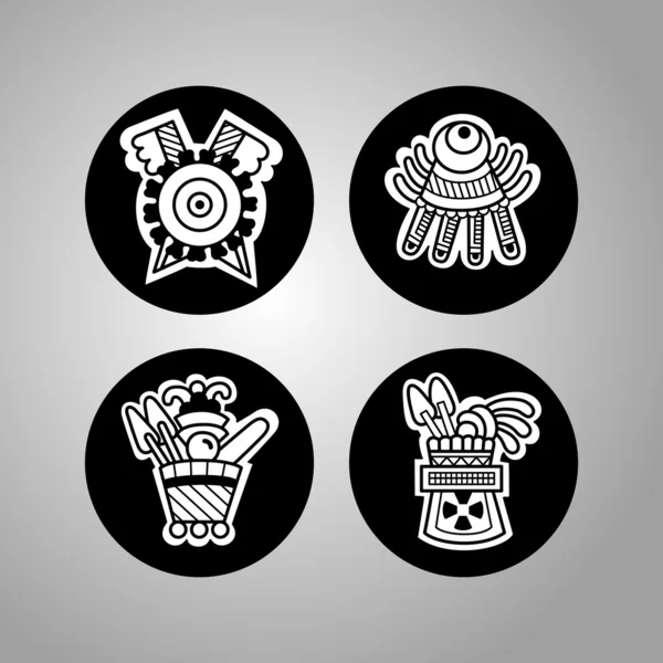 Maya objects. Flyuro image of the Maya. Maya designs. Maya design elements. — Stock Vector