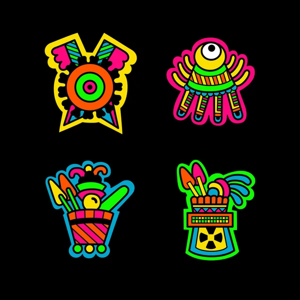 Maya objeta. Imagen de Flyuro de los mayas. Diseños mayas. Elementos de diseño Maya . — Vector de stock