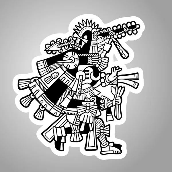 Persona. Ilustración del objeto Maya. Elementos de diseño Maya. Blanco y negro . — Archivo Imágenes Vectoriales