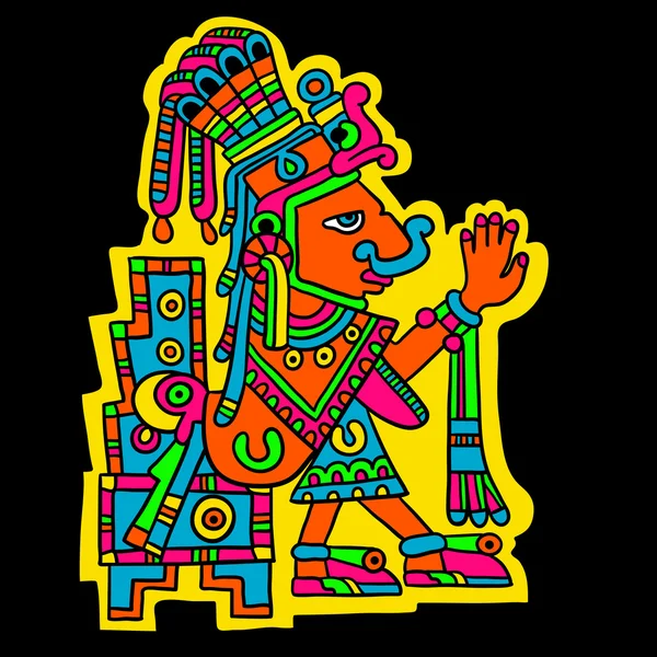 Persona. Imagen de Flyuro de los mayas. Diseños mayas. Elementos de diseño Maya . — Archivo Imágenes Vectoriales