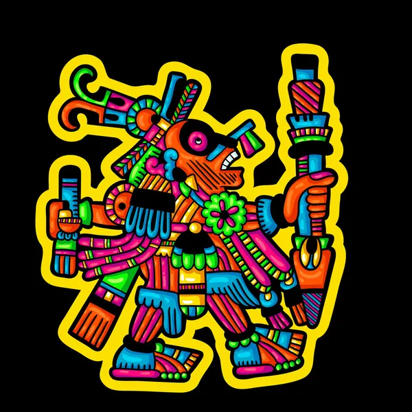 Person. Flyuro Bild der Maya. Maya-Designs. Maya-Gestaltungselemente. — Stockvektor
