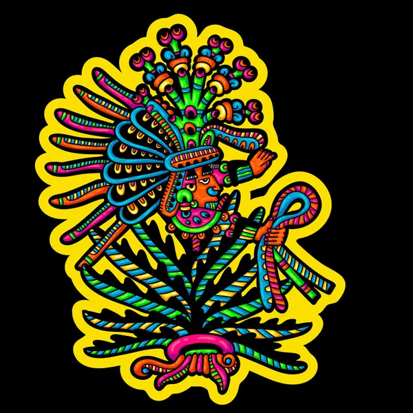 Persona. Imagen de Flyuro de los mayas. Diseños mayas. Elementos de diseño Maya . — Vector de stock