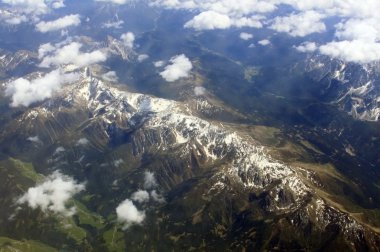 Aerial view on mountains from an airplane