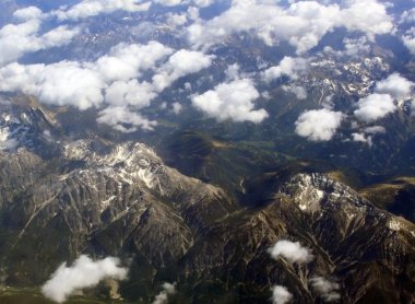 Aerial view on mountains from an airplane