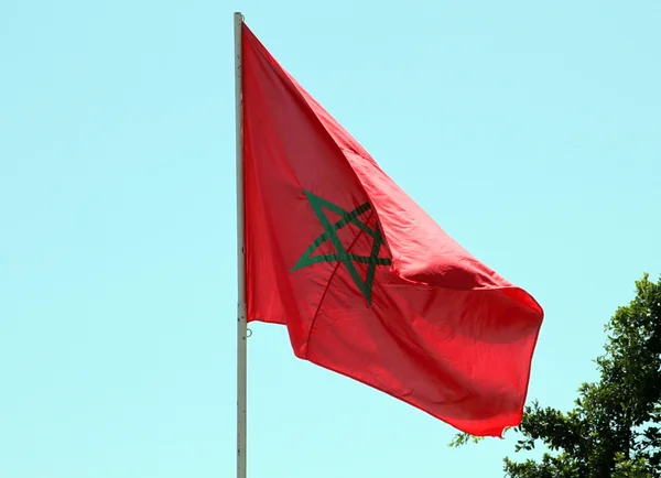 Bandera de Marruecos ondeando en el viento — Foto de Stock