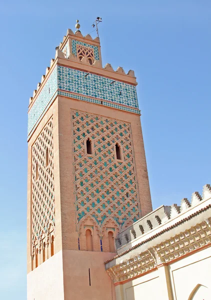 Moulay Al Yazid Mesquita e minarete em Medina de Marraquexe, Moroc — Fotografia de Stock