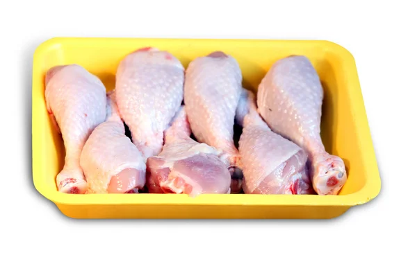 Chicken meat: legs in the retail tray — Stock Photo, Image