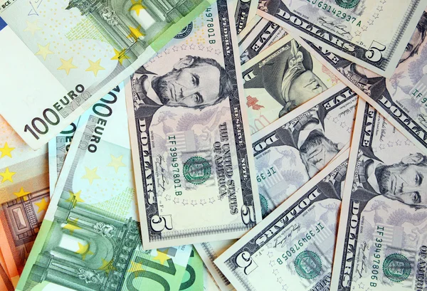 Two leading hard currencies - US Dollar and Euro — Stock Photo, Image