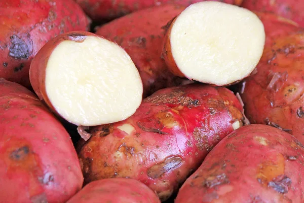 A heap of raw red potatoes — Stock Photo, Image