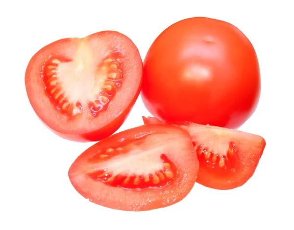 Pomodori tagliati, isolati su fondo bianco — Foto Stock