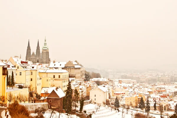 Panorama Prahy v zimě — Stock fotografie