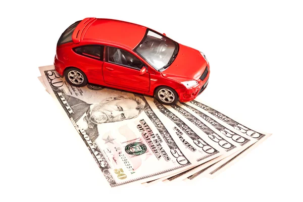 Coche y dinero. Concepto de compra, alquiler, seguro, combustible, ser — Foto de Stock