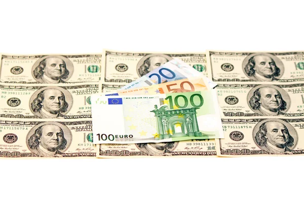 Two leading currencies - US Dollar and Euro — Stock Photo, Image