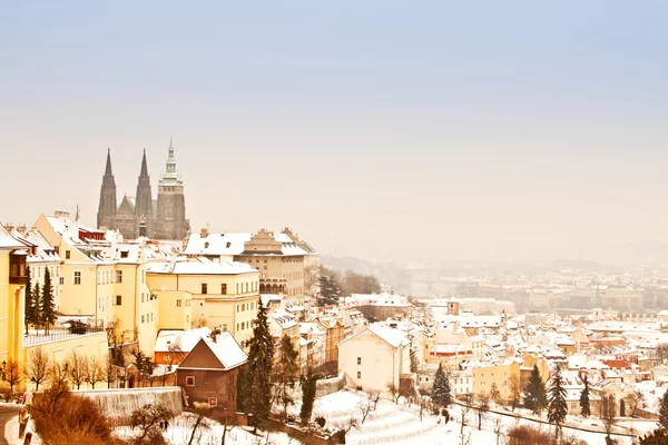 Panorama van Praag in de winter — Stockfoto