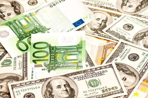 Dólar e euro — Fotografia de Stock