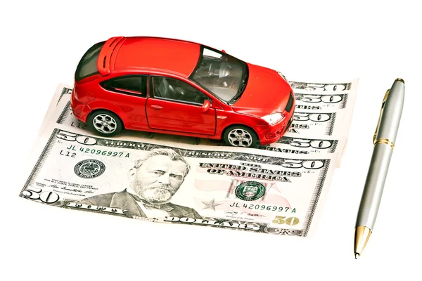 Car, pen and money — Stock Photo, Image