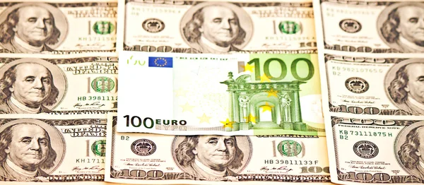 Dva přední měny - nás dolar a euro — Stock fotografie