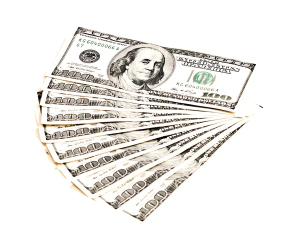 100 달러 지폐 흰색 절연의 힙 — 스톡 사진