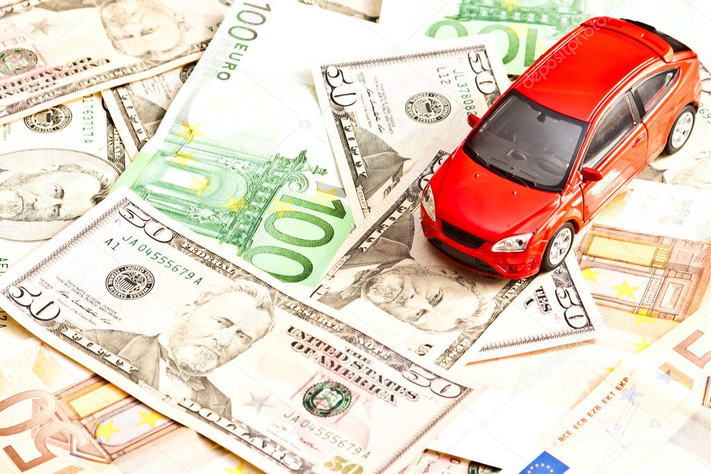 Car and money. Concept for buying, renting, insurance, fuel, ser