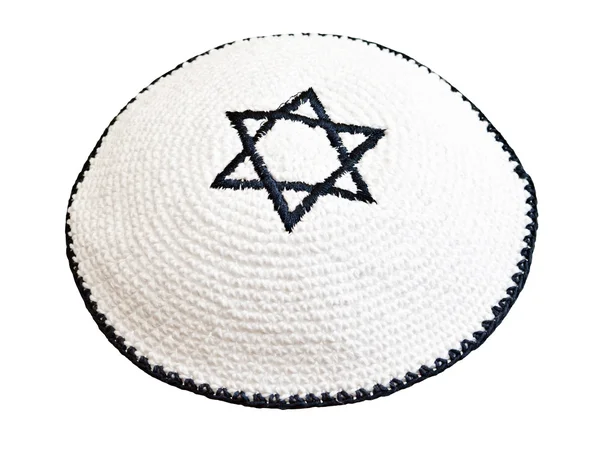 Headwear judaico tradicional com estrela bordada de David — Fotografia de Stock