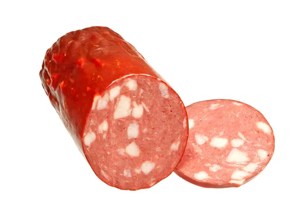 Smoked sausage isolated on white background — Stock Photo, Image