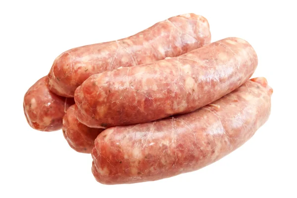 Raw meat sausages isolated on white background — Stock Photo, Image