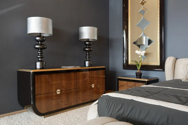 Modern iç. Yatak odası.