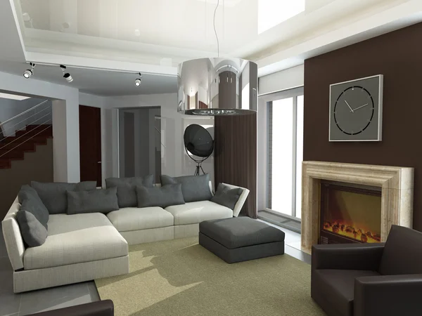 Modern interior.exclusive tasarım 3D render — Stok fotoğraf